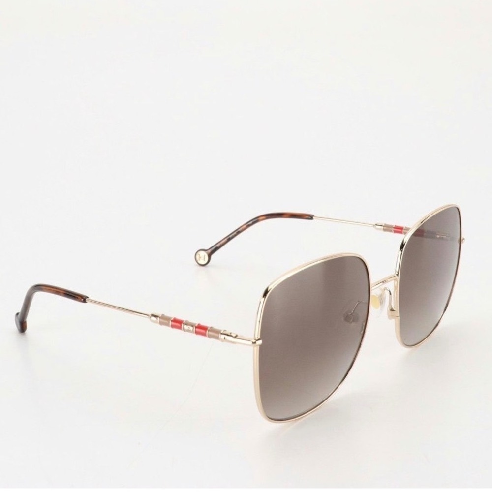 Carolina Herrera Square Oversized Metal Sunglasses CH0035S J5GHA Gold Brown NIB - Picture 6 of 10